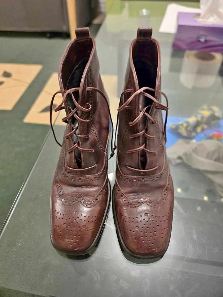 Leather Wingtip Brogue Ankle Boots women 7.5 size