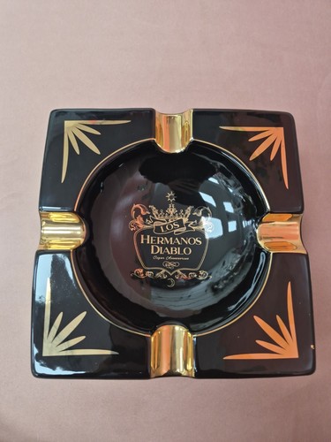 Black Ash Tray With Gold Designs