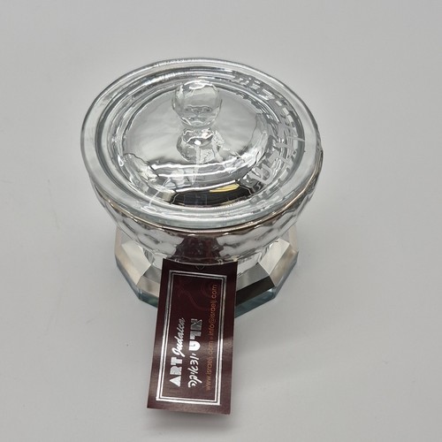 Art Judaica Clear Glass Round Jar with Handle Lid, Glossy Decora - photo 3