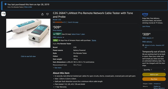 C2G 26847 LANtest Pro Remote Network Cable Tester Tone & Probe - photo 3