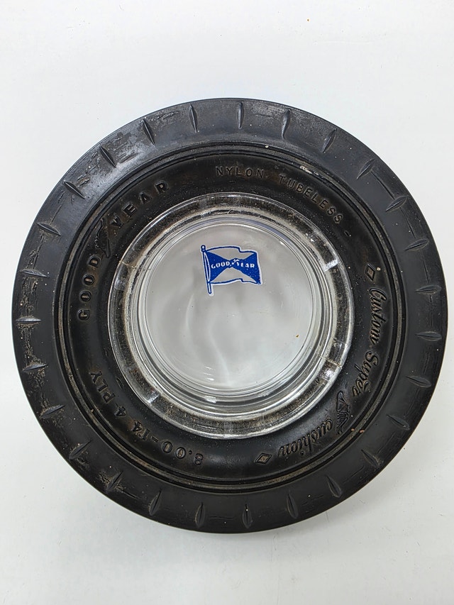 Vintage Antique Goodyear Tire Ashtray - Custom Super Cushion