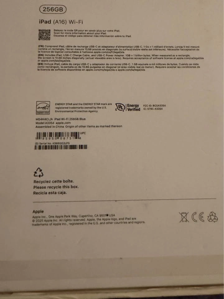 Apple iPad A16 256GB Wi-Fi Blue | Barely Used | Original Box - photo 2