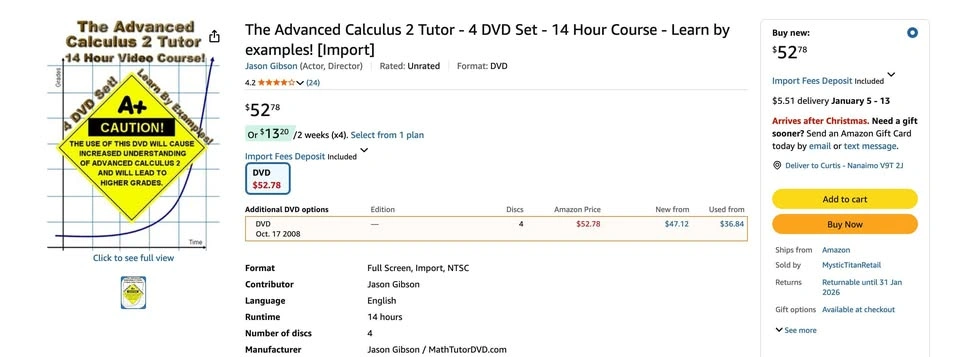 ADVANCED CALCULUS 2 TUTOR 14HOUR VIDEO COURSE New, Sealed - photo 5