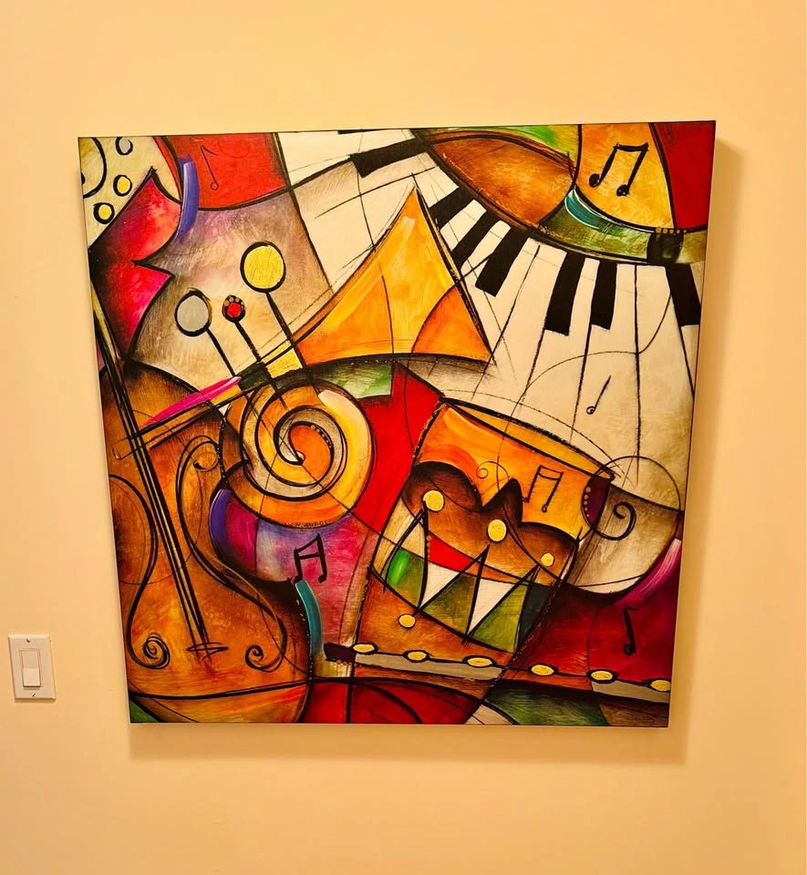 Abstract Musical Instruments Canvas Wall Art (34” x 34”)