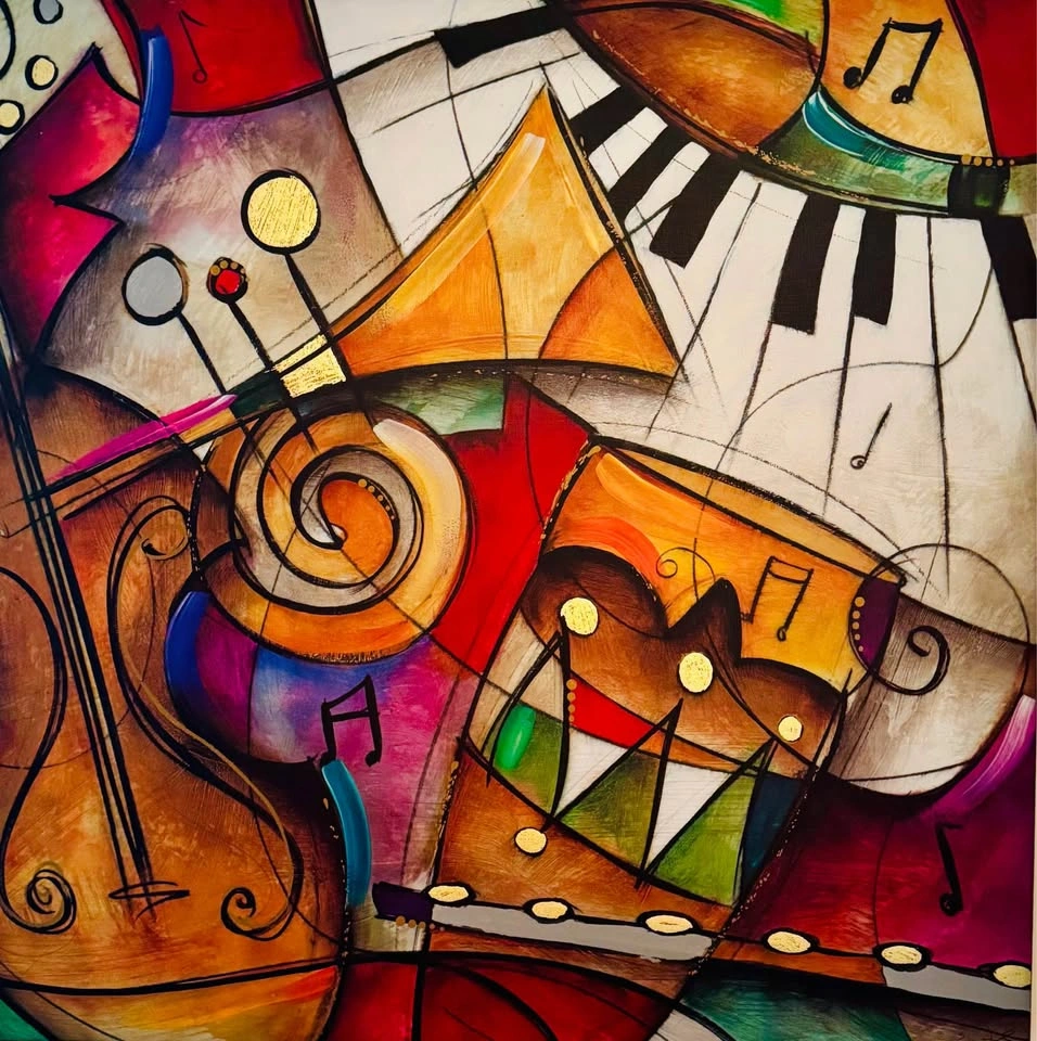 Abstract Musical Instruments Canvas Wall Art (34” x 34”) - photo 2