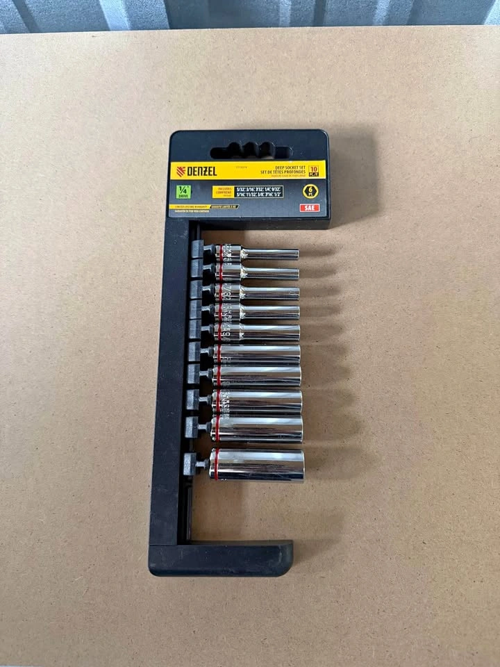 Denzel 10-Piece 1/4" Drive SAE Deep Socket Set