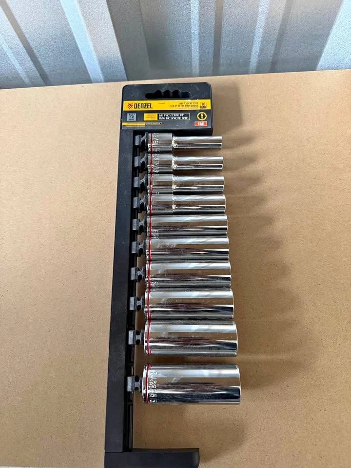 Denzel 10-Piece 1/2-Inch Drive SAE Deep Socket Set