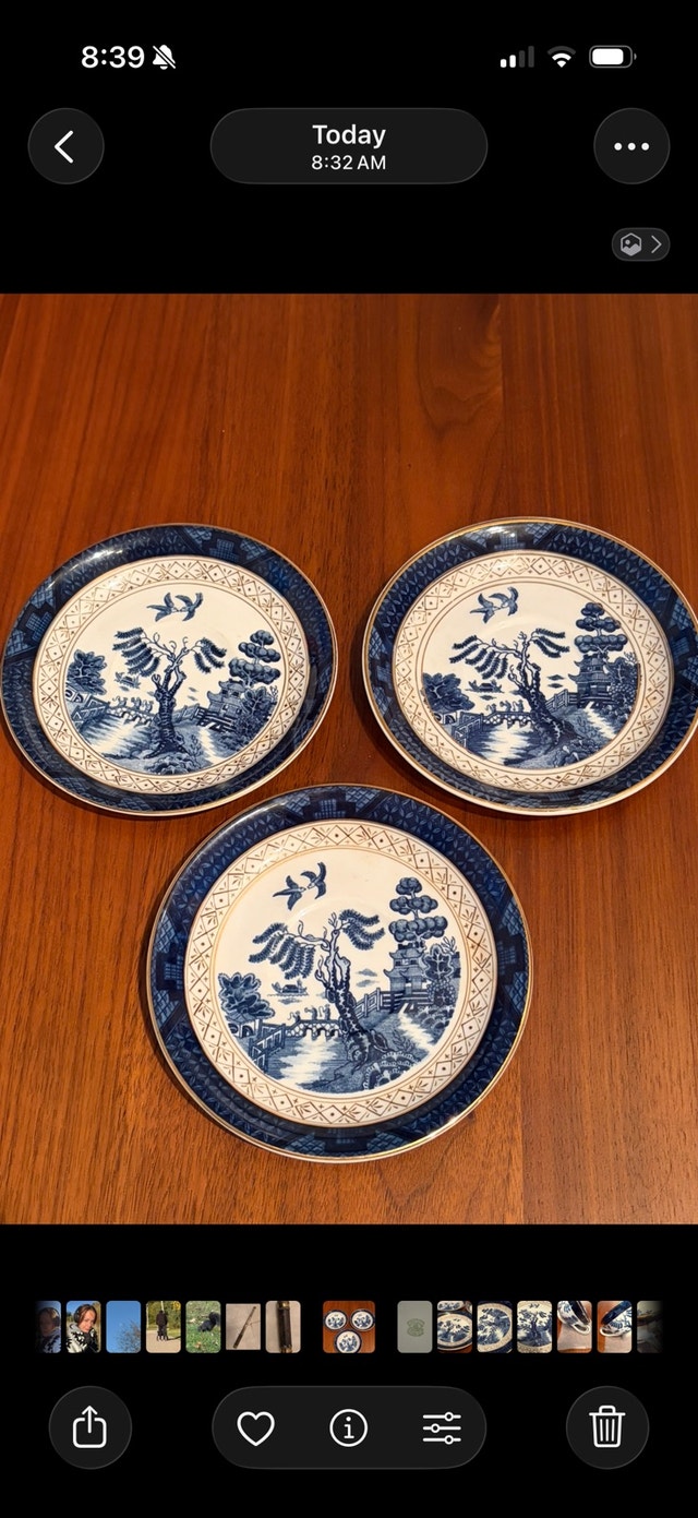 Vintage Nikko Double Phoenix Blue Willow Saucers Set of 3
