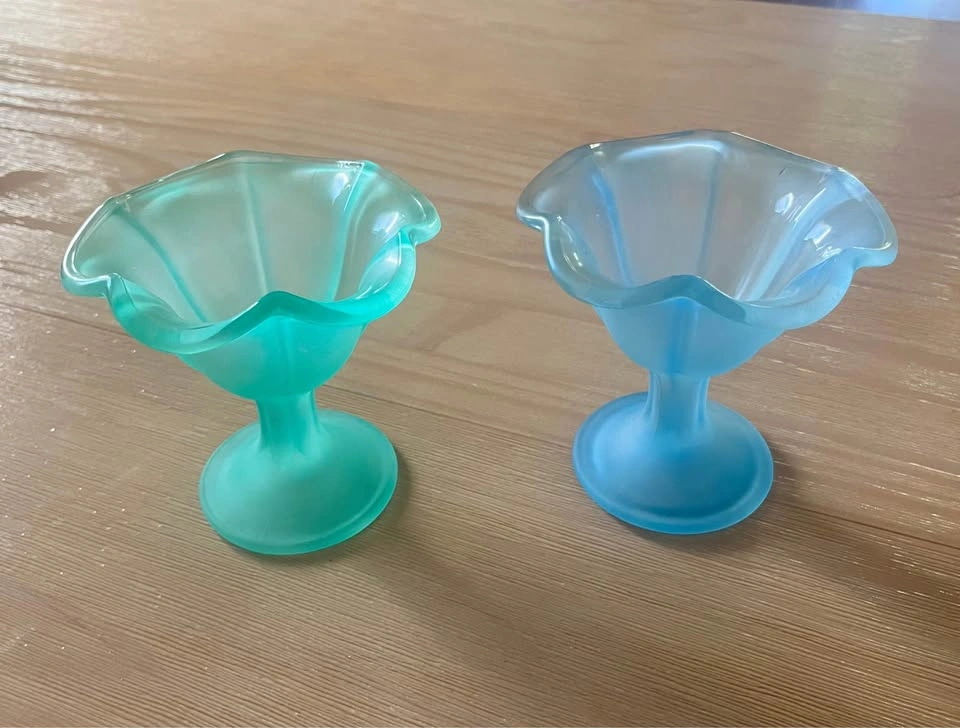 Vintage Libbey Frosted Glass Sundae Dishes Set of 6 - Pastel MCM - photo 3