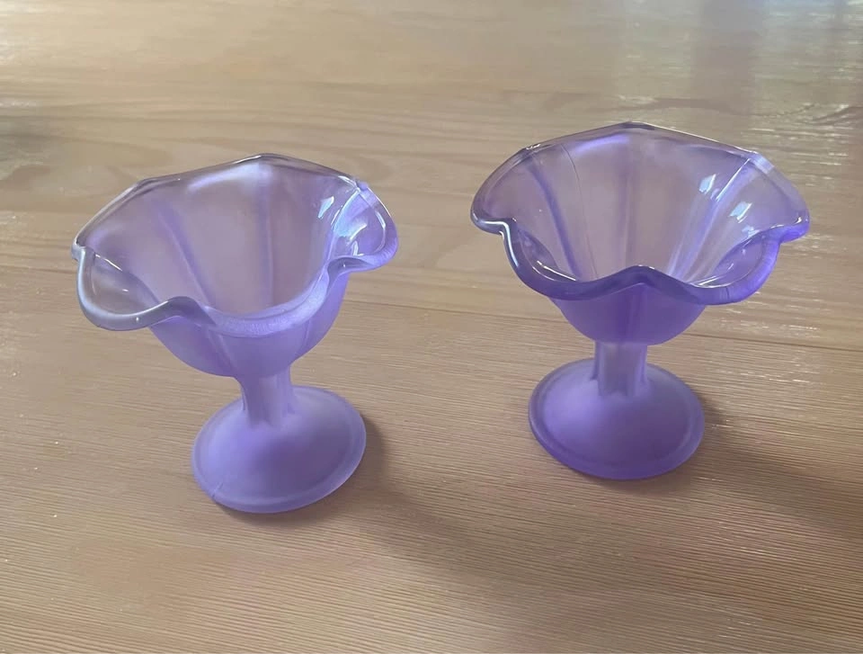 Vintage Libbey Frosted Glass Sundae Dishes Set of 6 - Pastel MCM - photo 5