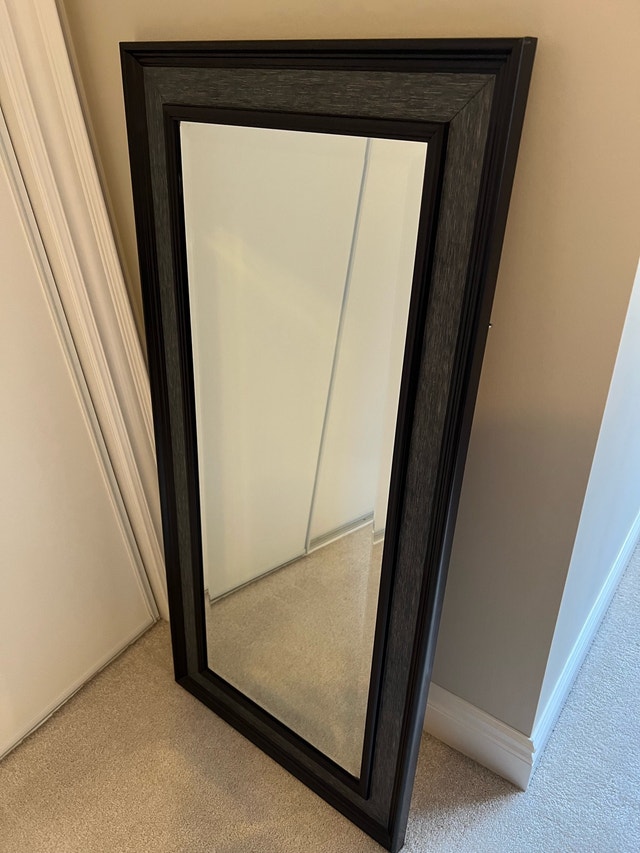 MIRROR (black frame light navy blue trim)