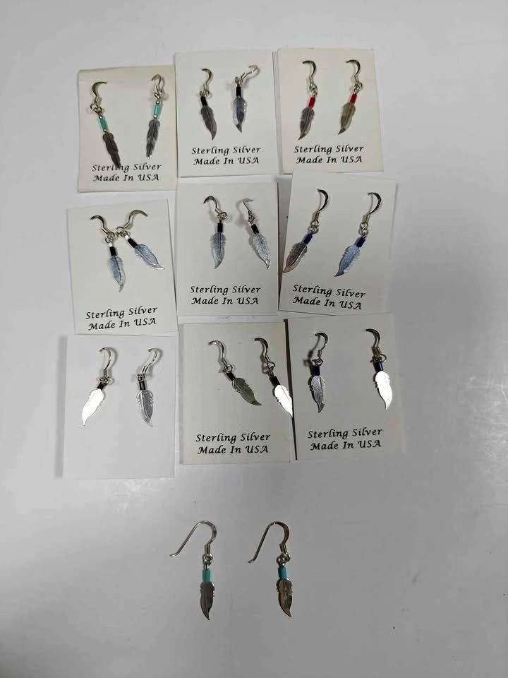 925 Sterling Silver feather earrings