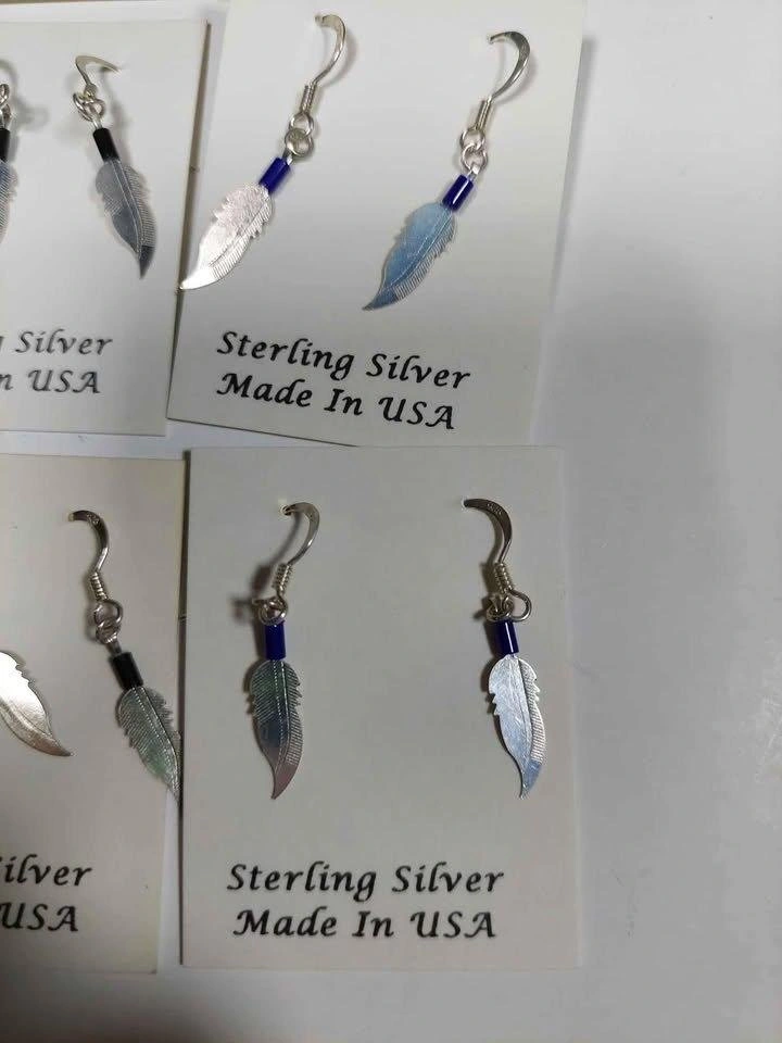 925 Sterling Silver feather earrings - photo 4