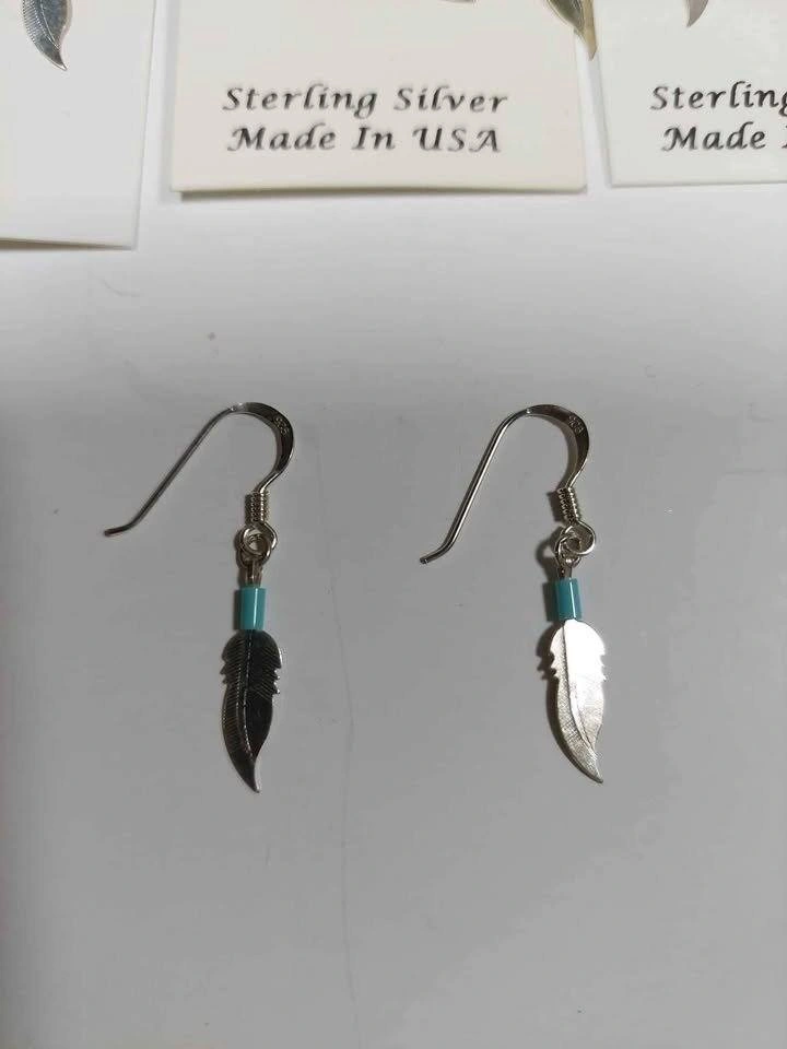 925 Sterling Silver feather earrings - photo 5