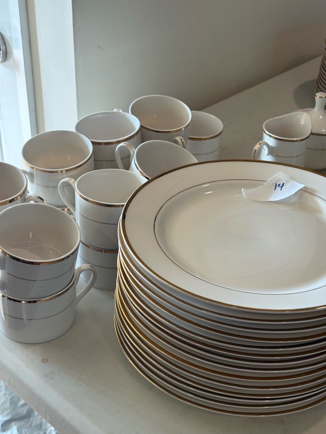 White and Gold Trim Dinnerware Set
