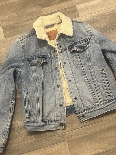Levis Womens Light Blue Sherpa Lined Denim Jacket Small - photo 3