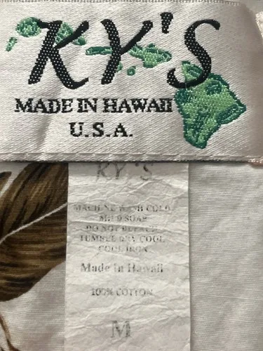 kys hawaiian shirt Floral Brown Green Button Down Pocket Medium - photo 3