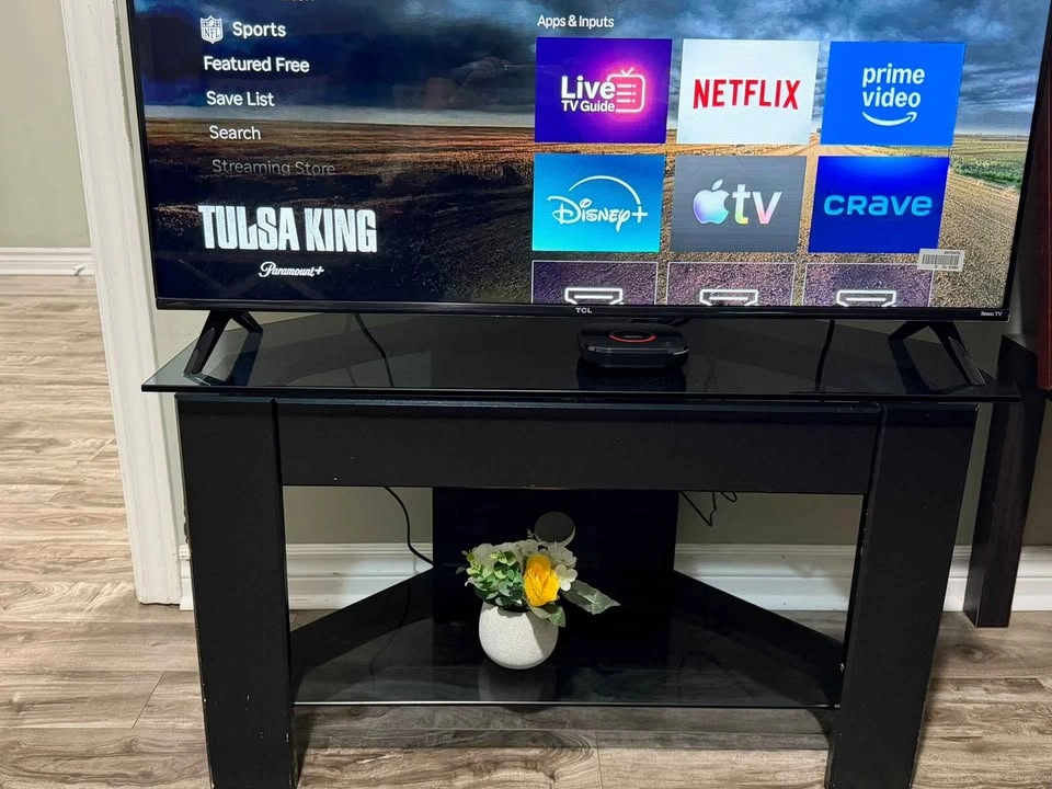 Black Glass Corner TV Stand - photo 2