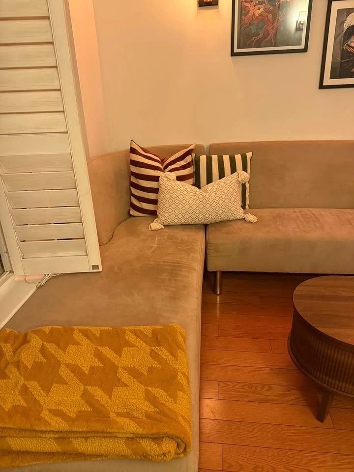 FREE Beige Suede Curved Sectional Sofa - photo 5