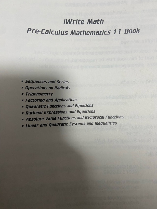 Absolute Value Publications iWrite Math 11 20-1 Alberta Course - photo 2