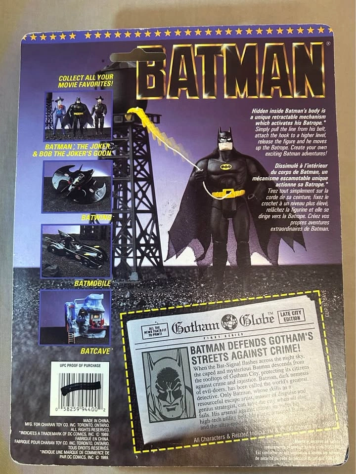 Vintage 1989 ToyBiz BATMAN Bat Rope Belt Action Figure - photo 2