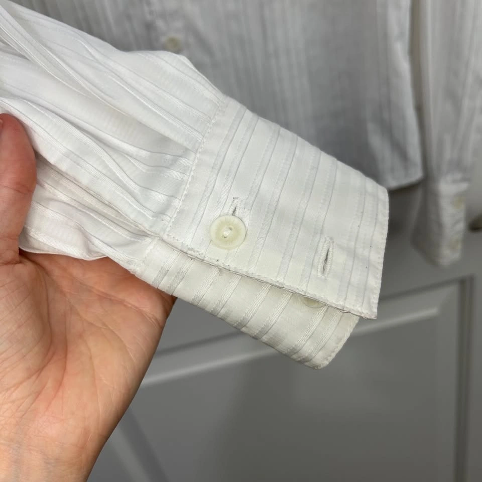 Ingenuity White Striped Button-Down Shirt – Long Sleeve, Size 4 - photo 5