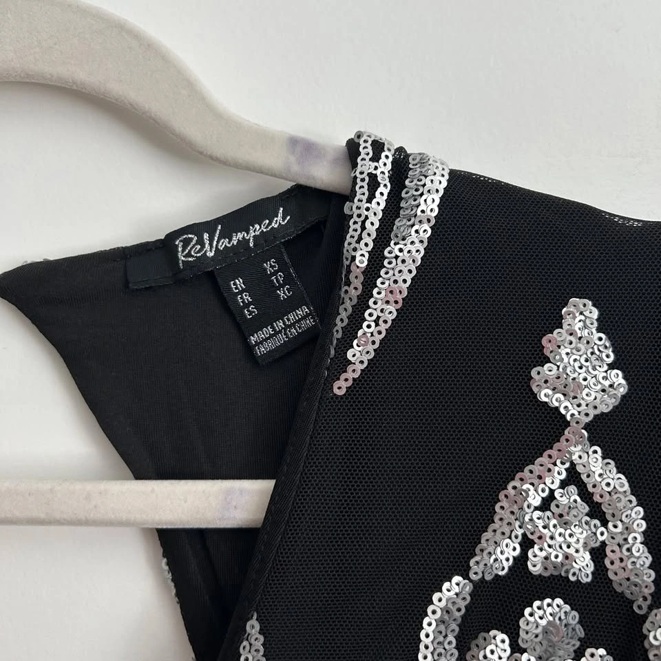 ReVamped Black & Silver Sequin Bodycon Dress - Size XS - photo 4
