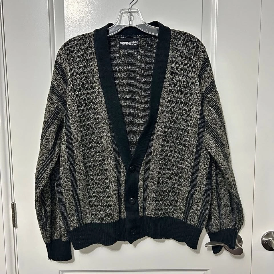 Expressions International Black & Grey Marled Knit Cardigan