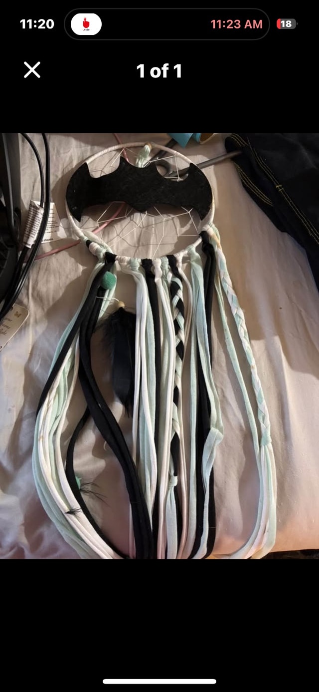Handmade Batman Dreamcatcher – Black, White & Mint Green