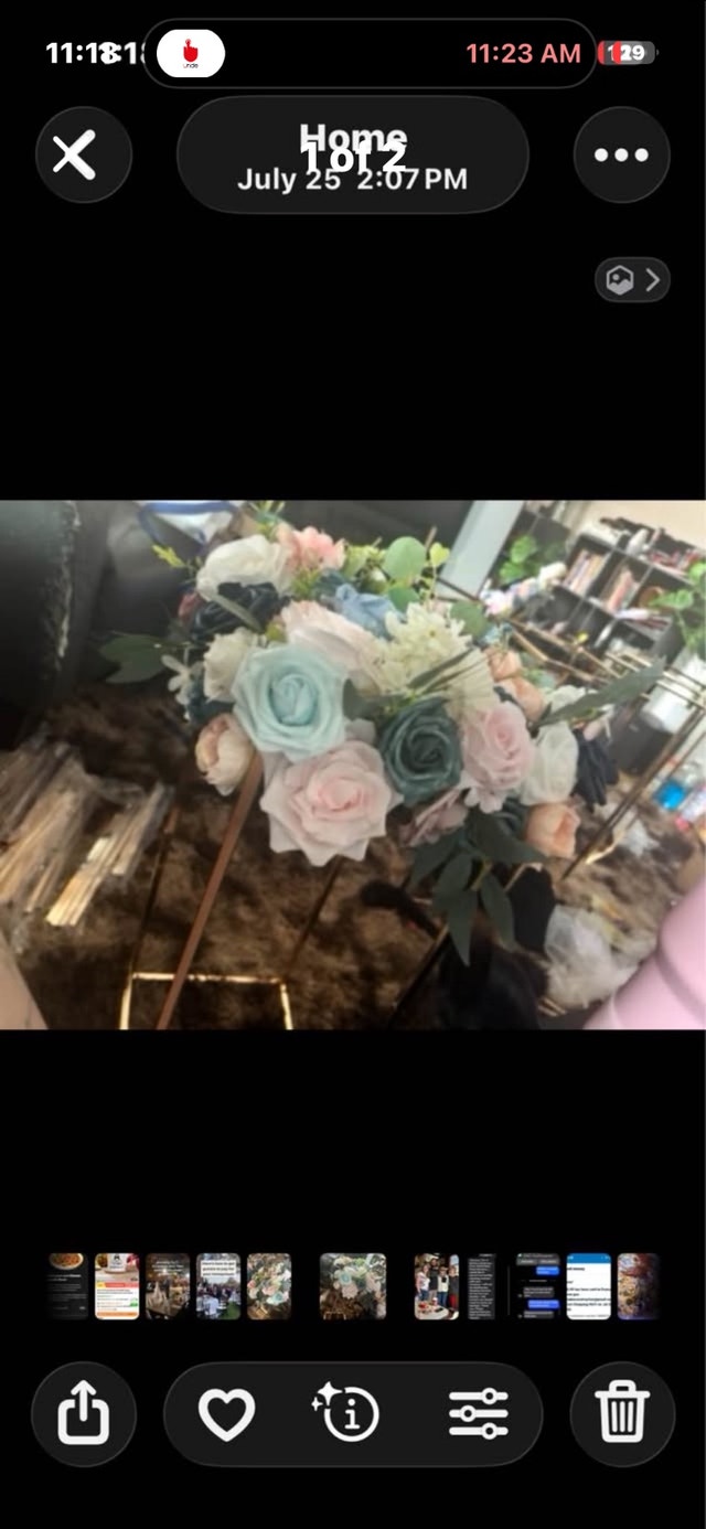 Set of 10 Gold Wedding Flower Stands with Floral Arrangements
