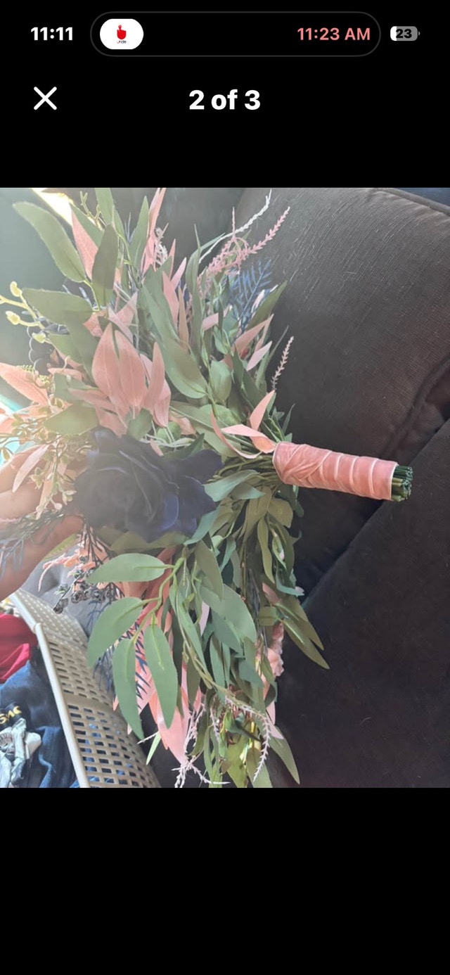 10-Inch Cascading Wedding Bouquet – Dusty Rose, Navy & Blush