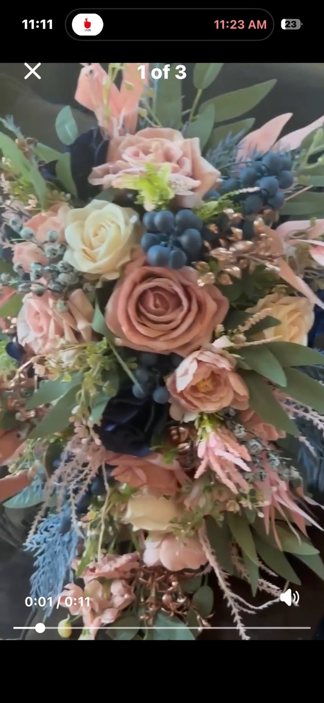 10-Inch Cascading Wedding Bouquet – Dusty Rose, Navy & Blush - photo 2
