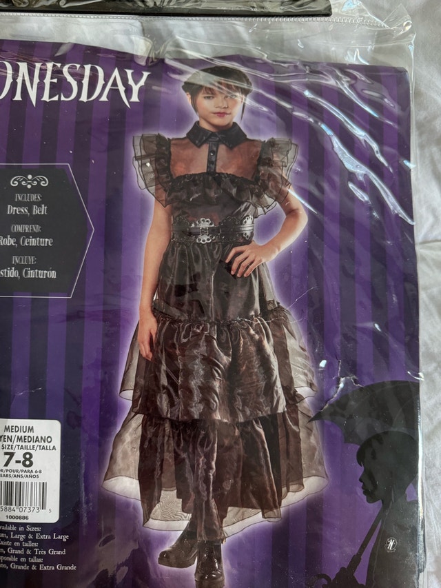 Brand New Wednesday Addams Kids Halloween Costume Size 7-8
