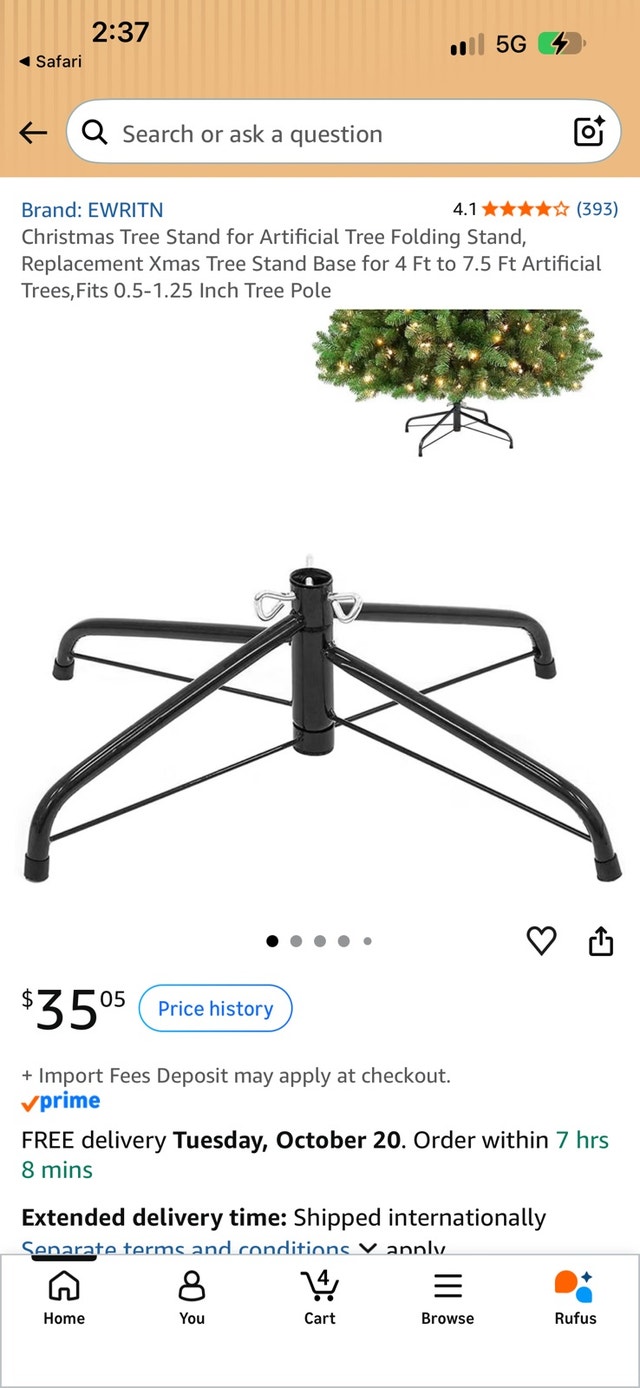 18” inch Brand New 4 Point artificial Christmas tree stand