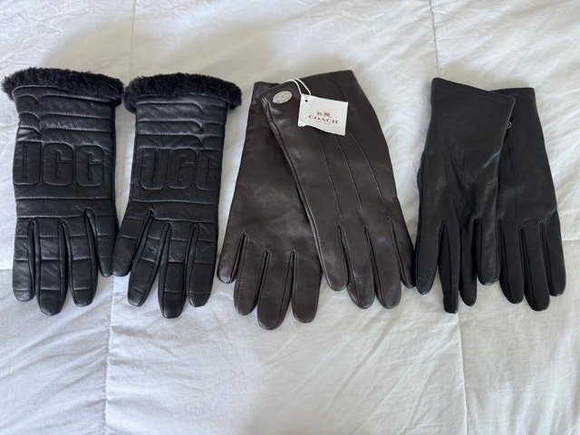 3 Pairs of Ladies Gloves: COACH, UGG, and Leather