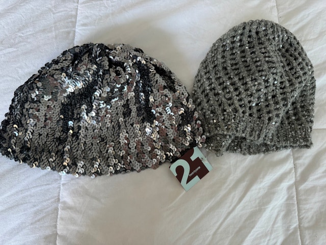 2 Brand New Ladies Winter Bennie Hats, silver in colour NEW - photo 5
