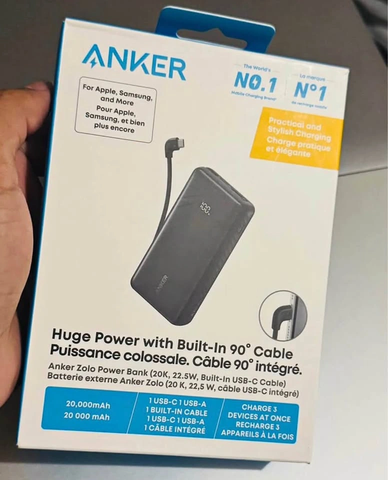 NEW Anker 20000mAh Power Bank with Built-In USB-C Cable