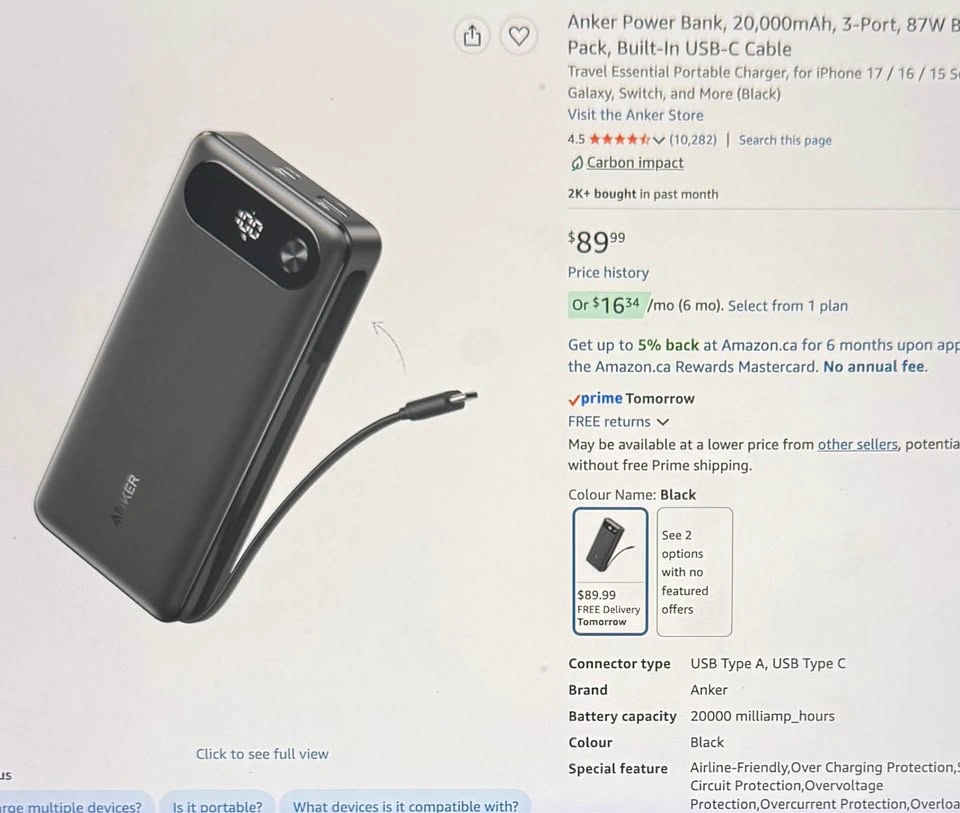 NEW Anker 20000mAh Power Bank with Built-In USB-C Cable - photo 2