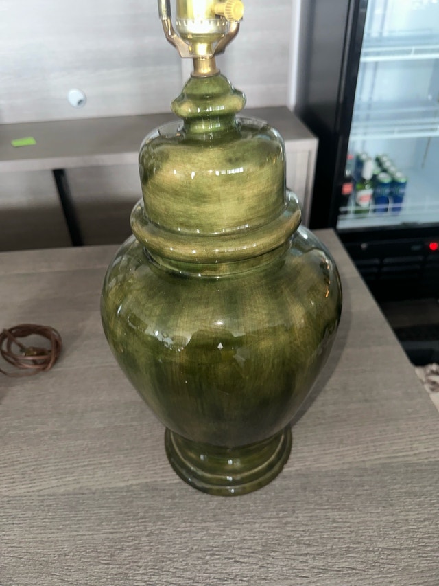 Large Olive Green Ceramic Table Lamp