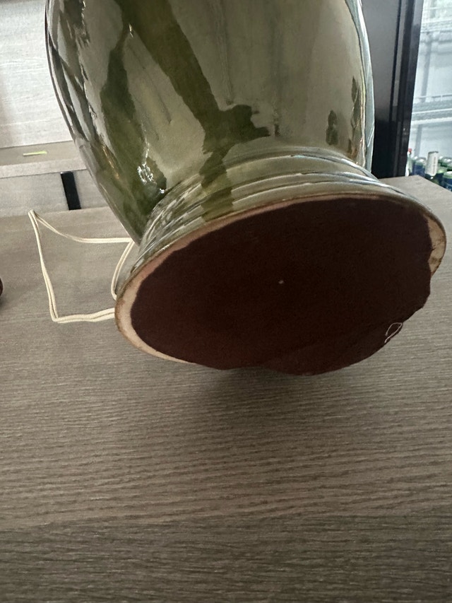 Large Olive Green Ceramic Table Lamp - photo 3