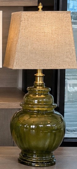 Large Olive Green Ceramic Table Lamp - photo 4