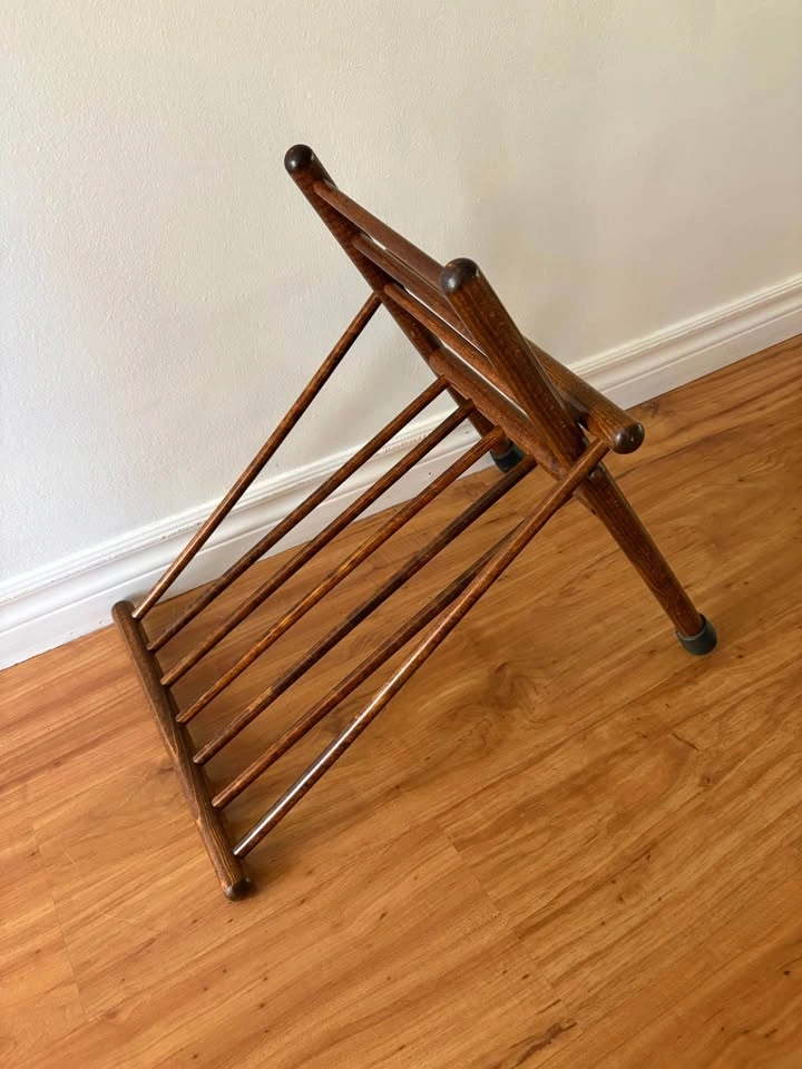 Vintage Mid-Century Wooden Gout Stool - Adjustable Leg Rest - photo 4