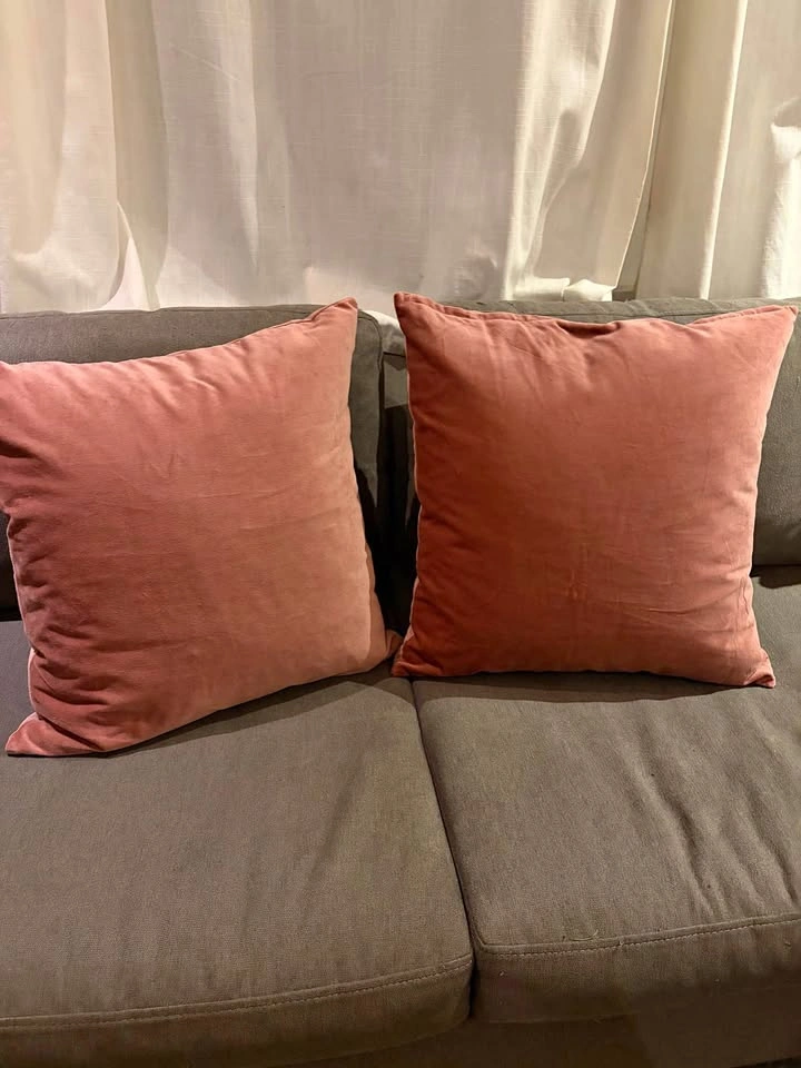 Three pink pillows (3 inserts feather/down filled)