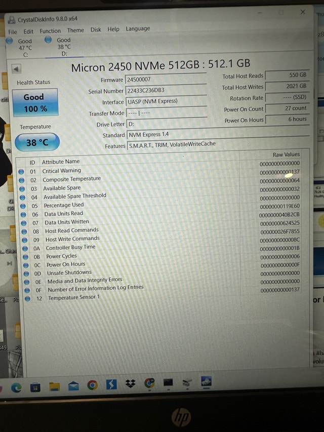 Micron 2450 512GB Gen4x4 NVMe M.2 2242 SSD - photo 2