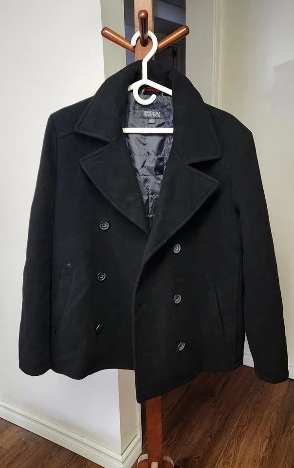 Black Wool Pea Coat - Size M Men Kenneth Cole Reaction - photo 2