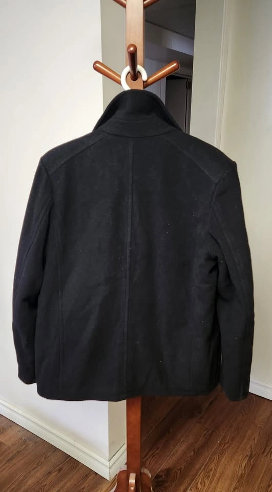 Black Wool Pea Coat - Size M Men Kenneth Cole Reaction - photo 3