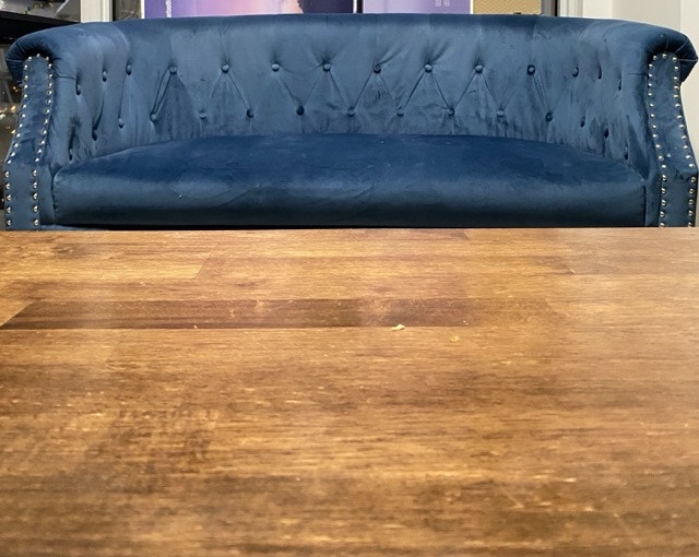 Blue Velvet Tufted Sofa - Modern Glam Style - photo 2
