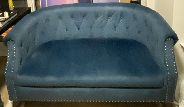 Blue Velvet Tufted Sofa - Modern Glam Style - photo 3