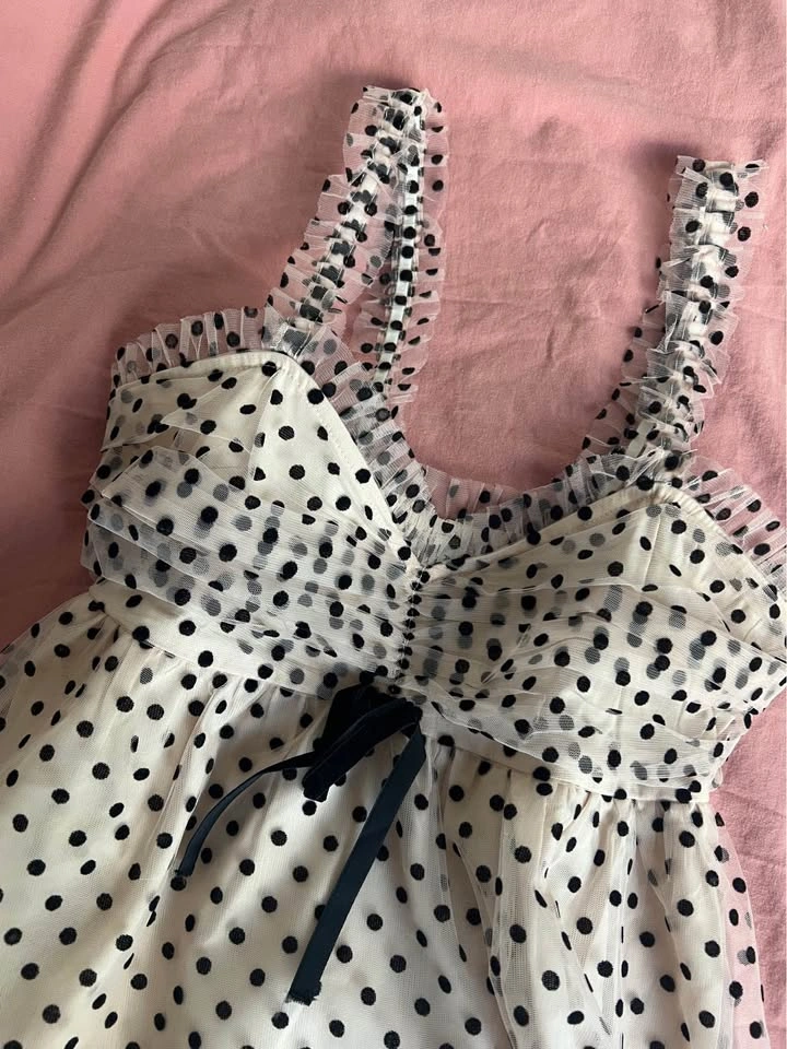 American Eagle Polka Dot Mesh Dress – XXS - photo 2