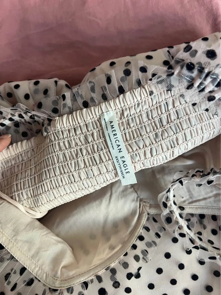 American Eagle Polka Dot Mesh Dress – XXS - photo 3